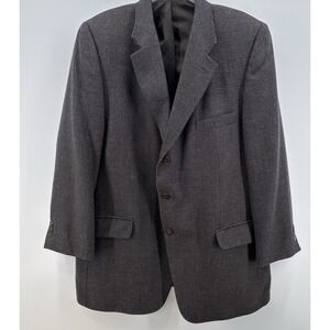 Andre Vachon Men's 46R Brown Tan Navy Wool 3 Button Blazer